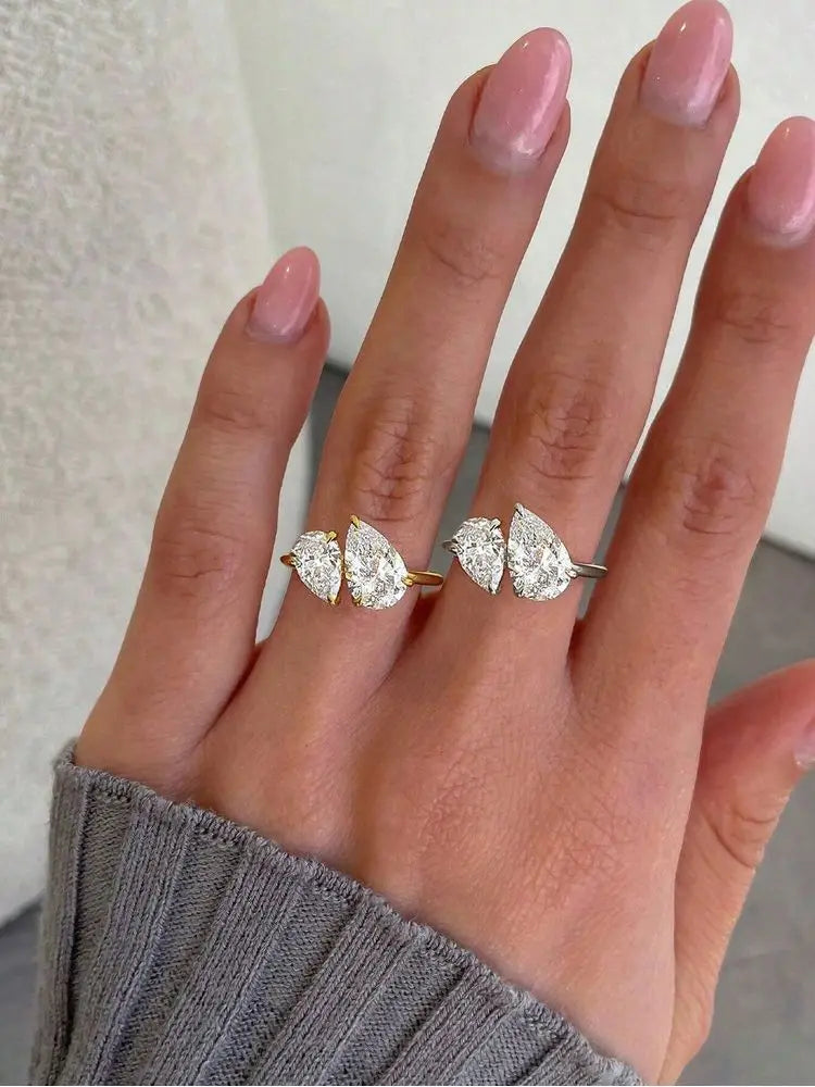 Anillo Gota de Agua · Plata 925 con Zirconia