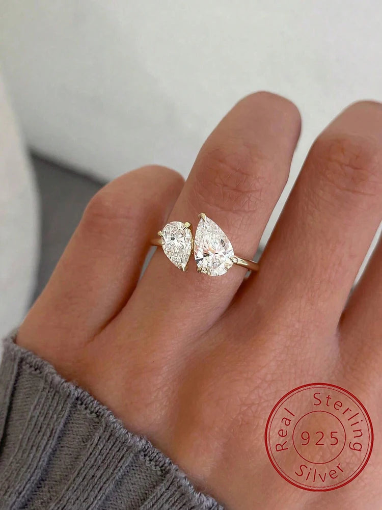 Anillo Gota de Agua · Plata 925 con Zirconia