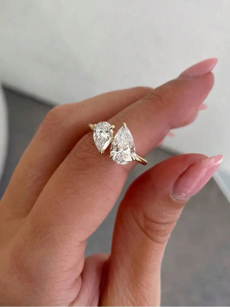 Anillo Gota de Agua · Plata 925 con Zirconia