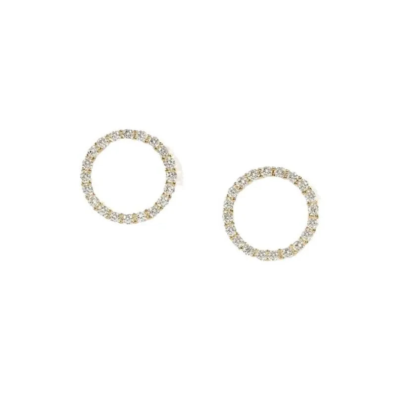 Delicate Small Circle Stud Earrings for Women Gold Color Crystal Minimalist Korean Party Summer Fashion Jewelry Accessories