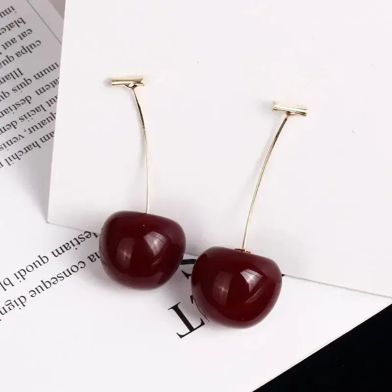 Cute Red Cherry Earrings Fashion Niche Fruit Earrings Girls Sweet Versatile Cherry Earrings Women's Design Sense Jewelry Gifts
