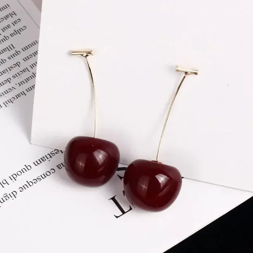 Cute Red Cherry Earrings Fashion Niche Fruit Earrings Girls Sweet Versatile Cherry Earrings Women's Design Sense Jewelry Gifts