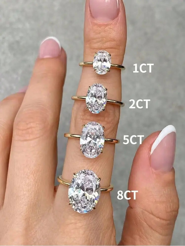 Anillo Solitario Oval · Plata 925 · 1–8 Quilates