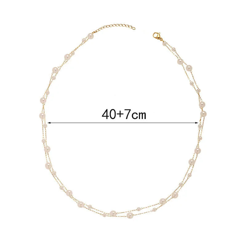 Stainless Steel Temperament Pearl Chain Choker Necklace for Women Waterproof Collar Jewelry Bijoux Gift