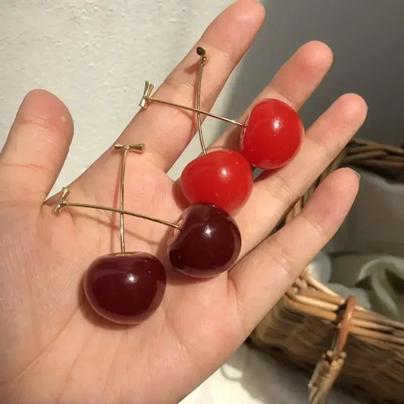 Cute Red Cherry Earrings Fashion Niche Fruit Earrings Girls Sweet Versatile Cherry Earrings Women's Design Sense Jewelry Gifts