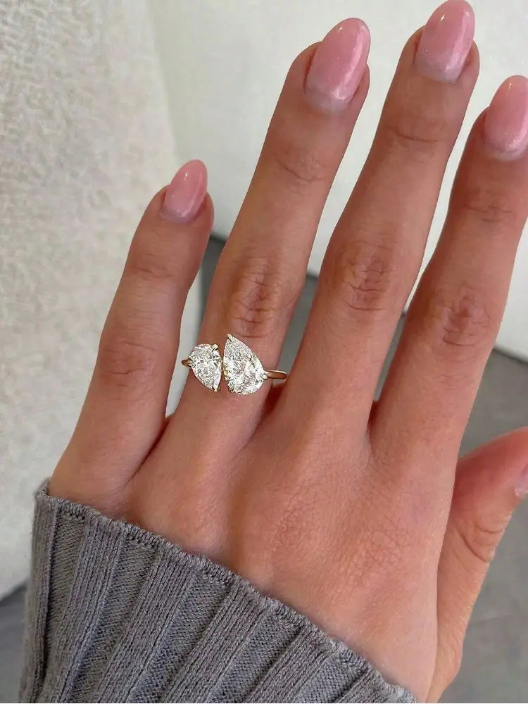 Anillo Gota de Agua · Plata 925 con Zirconia